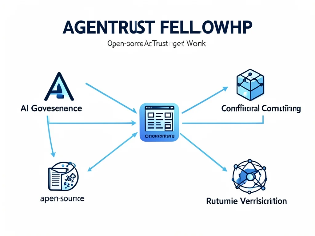 Diagram showing key areas of focus for AgenTrust fellows: AI governance, confidential computing, and runtime verification.