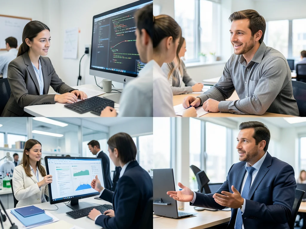Collage representing the different types of professionals sought for the fellowship: security engineers, PhD students, and AI governance practitioners.