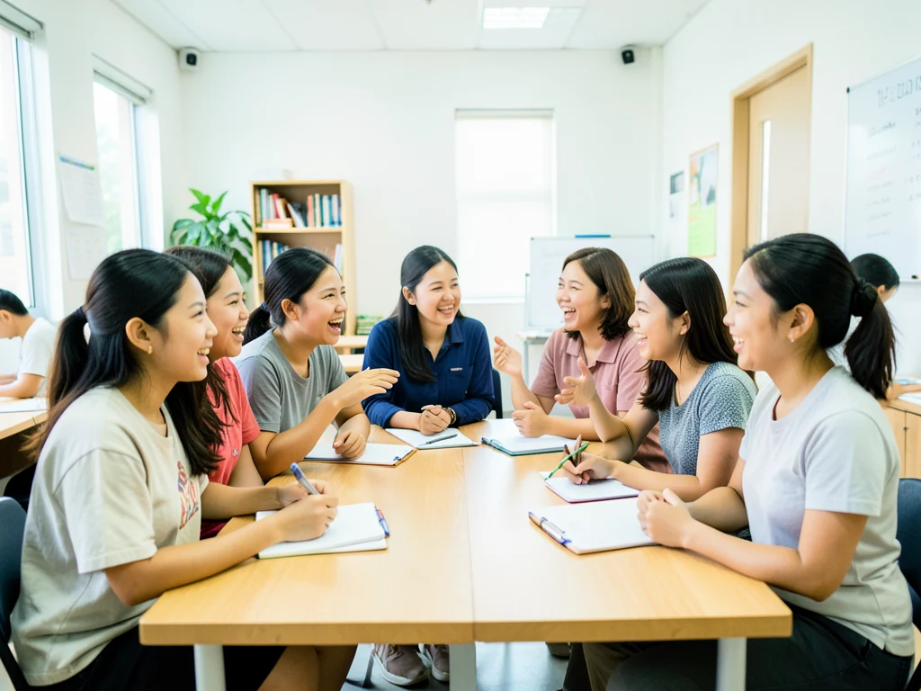 Leadership Residents facilitating a critical thinking class for Cambodian students.