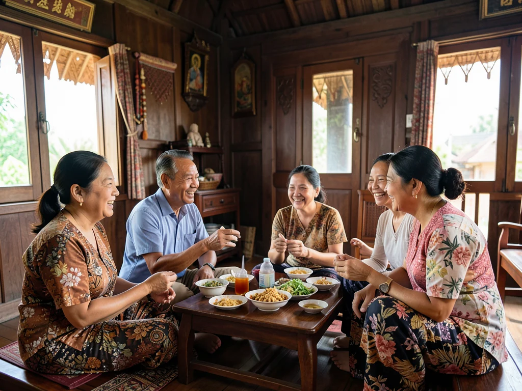 A Leadership Resident experiencing a homestay with a Cambodian student's family.