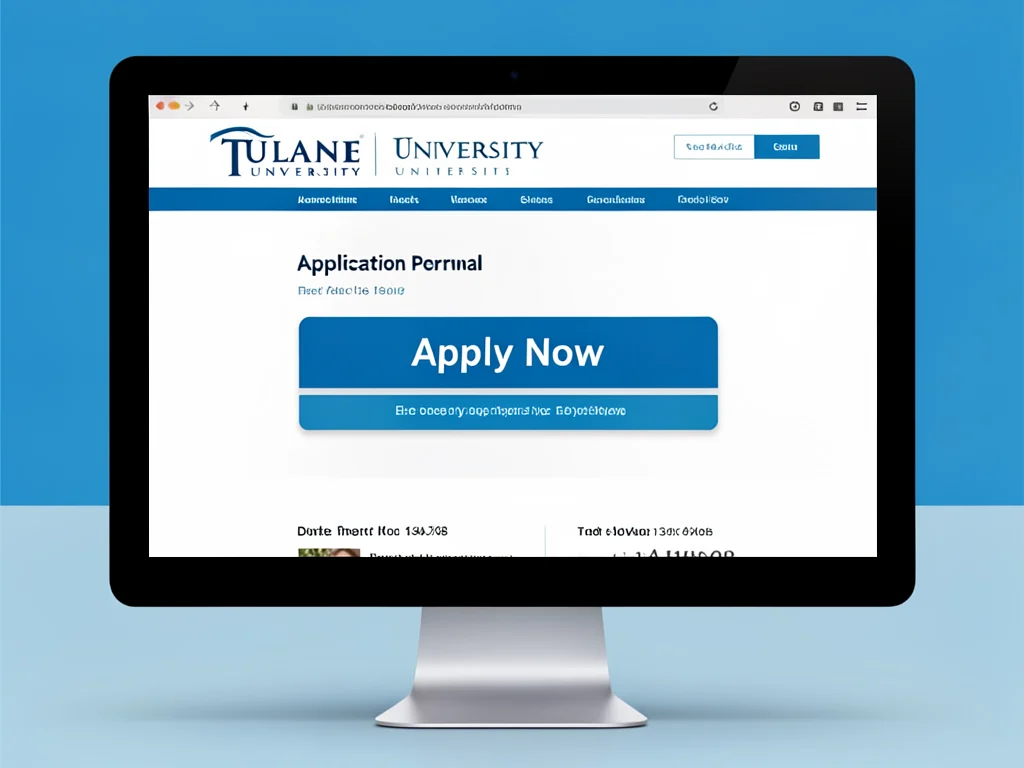 Screenshot of the Tulane University application portal.