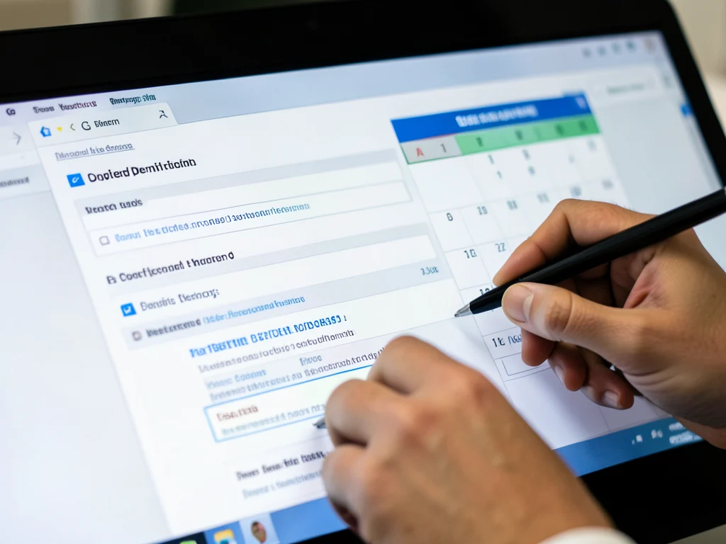 Hand completing an online application form on a computer.