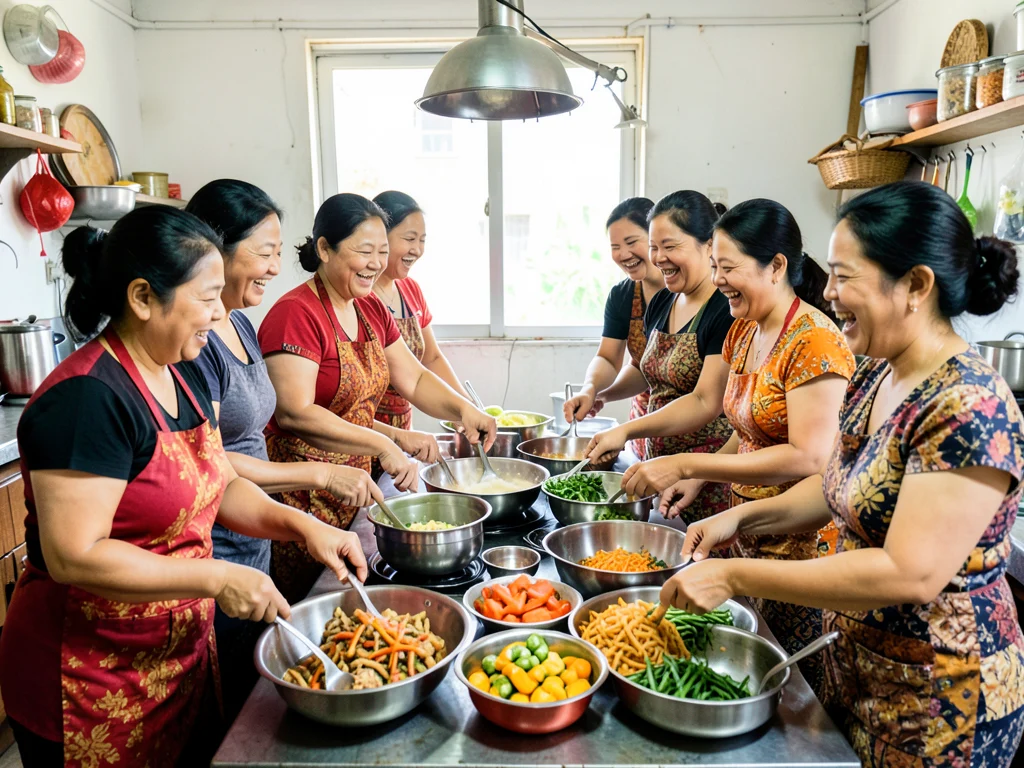 Cultural exchange activity: Leadership Residents and students participate in a cooking class.