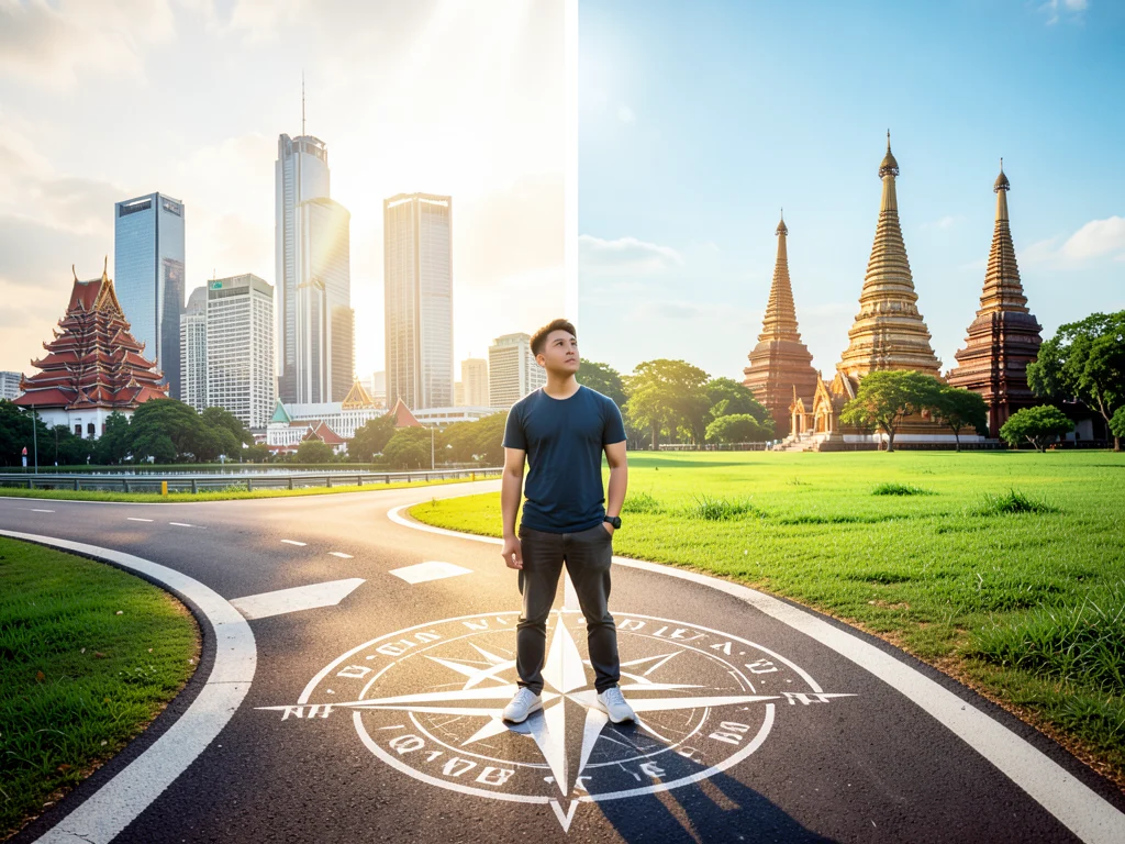 Person at a crossroads, symbolizing leadership opportunities in Cambodia.