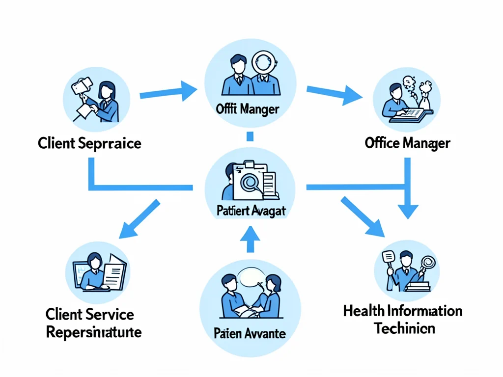 A career path diagram showing advancement opportunities for Medical Client Service Representatives.