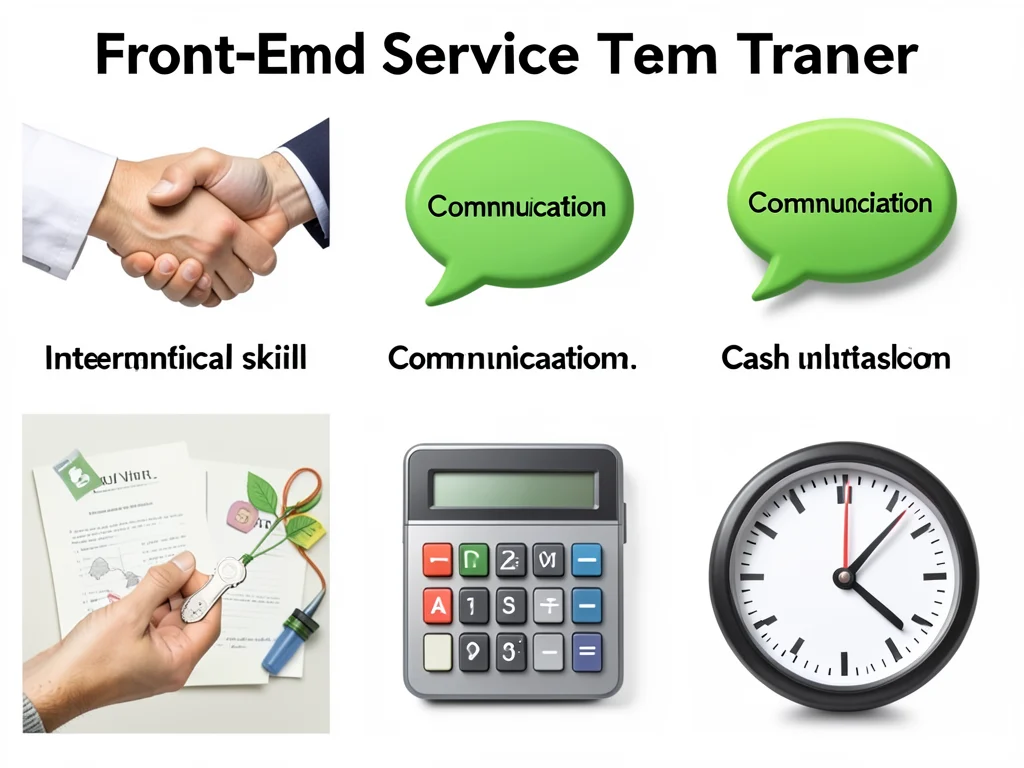 Icons representing essential skills for a Walmart Front-End Service Team Trainer.