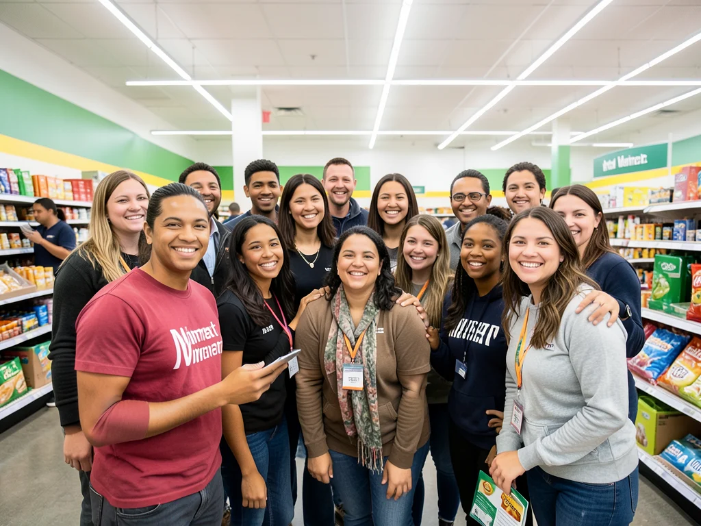 Diverse group of Walmart associates working together.