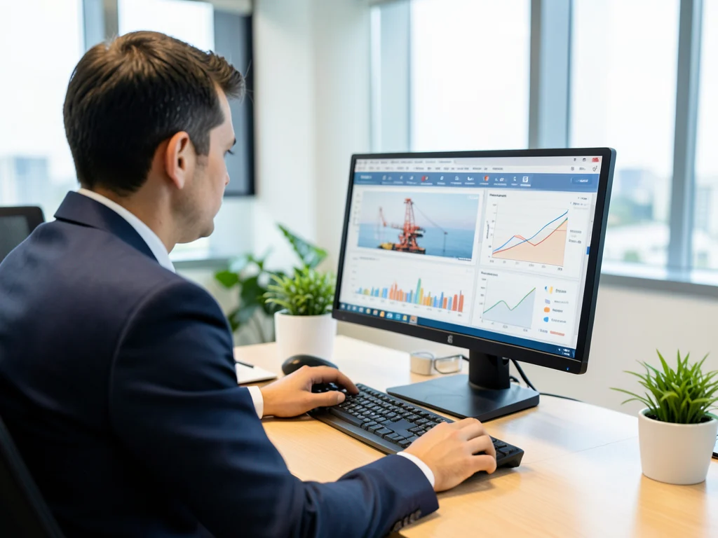 Account Coordinator analyzing KeyView data on a computer.
