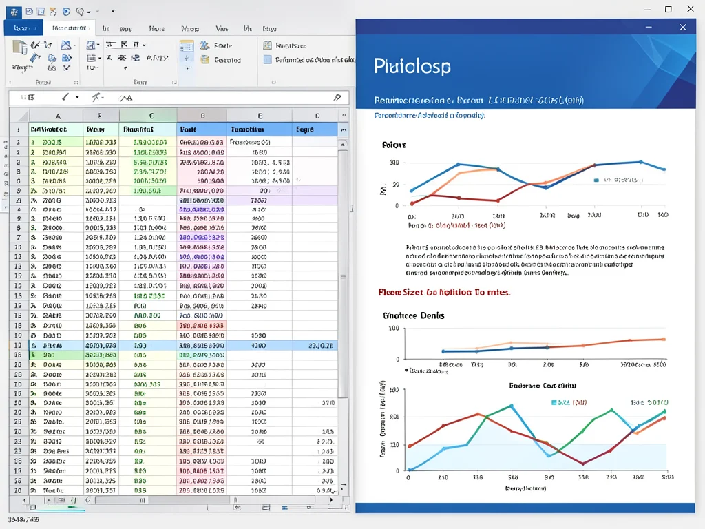 Examples of Microsoft Excel and PowerPoint used for data analysis and presentation.