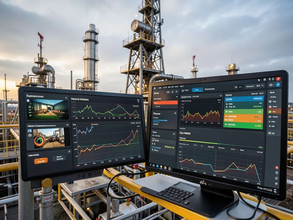 Dashboard showing real-time data monitoring of oil rig operations.