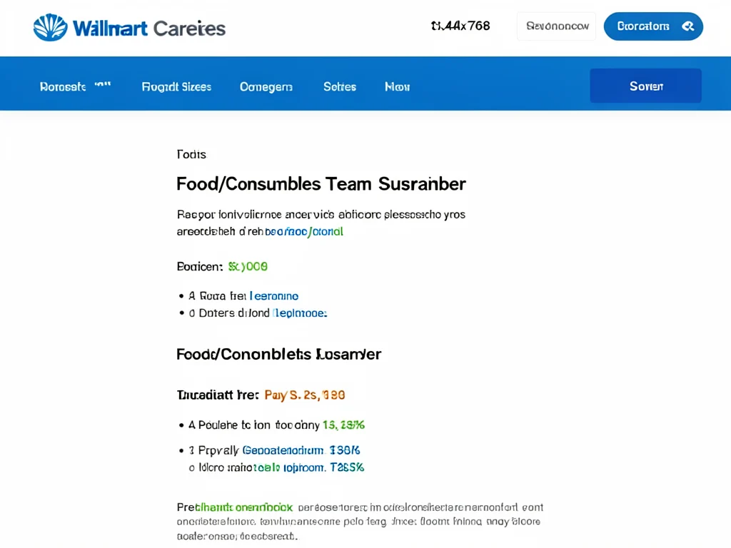 Screenshot of Walmart Careers job posting for Food/Consumables Team Supervisor.