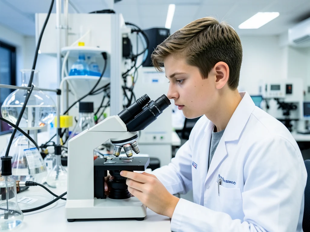 Early-career researcher conducting scientific research in a Swiss laboratory.