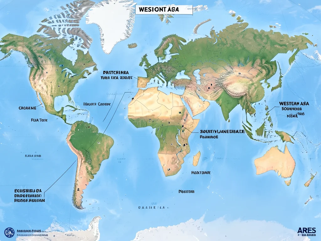 World map showing the ARES eligible countries.