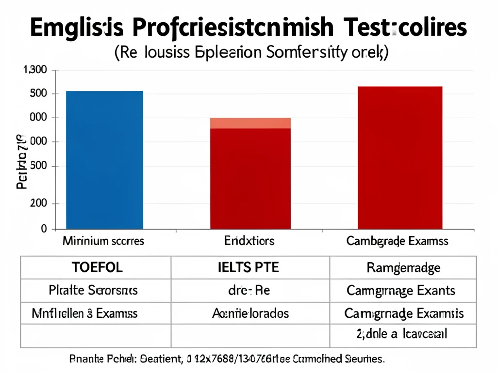 Chart displaying minimum English language proficiency test score requirements.