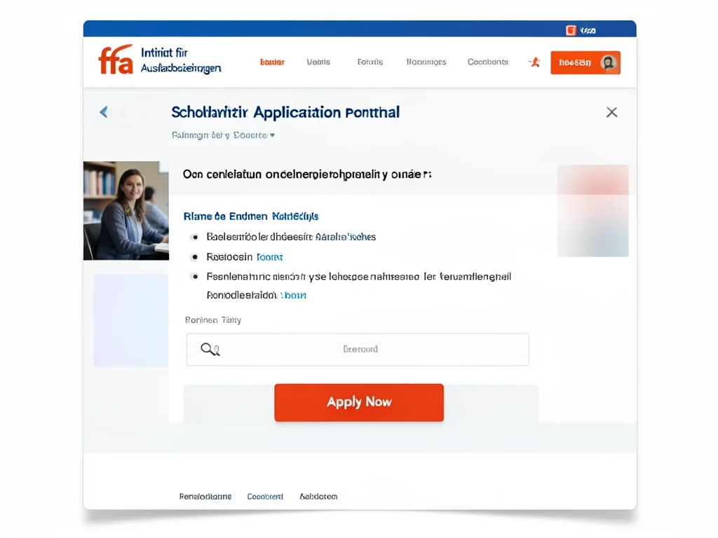 Screenshot of the RAVE Scholarship online application portal on the ifa website.