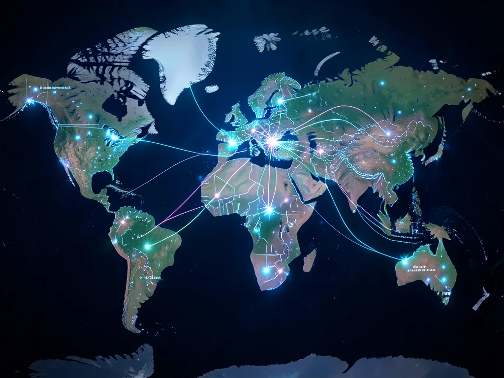 Global map highlighting low- and middle-income countries engaged in AI for public administration.