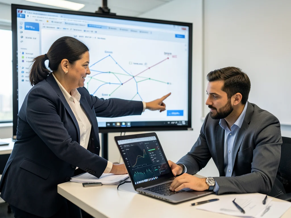Illustration of a policy leader and a technical practitioner working together on an AI initiative.