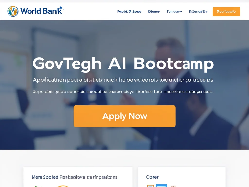 Screenshot of the World Bank GovTech AI Bootcamp application portal.