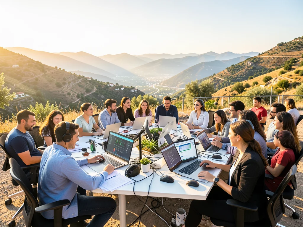 International media training camp in Turkey, young professionals learning new skills.