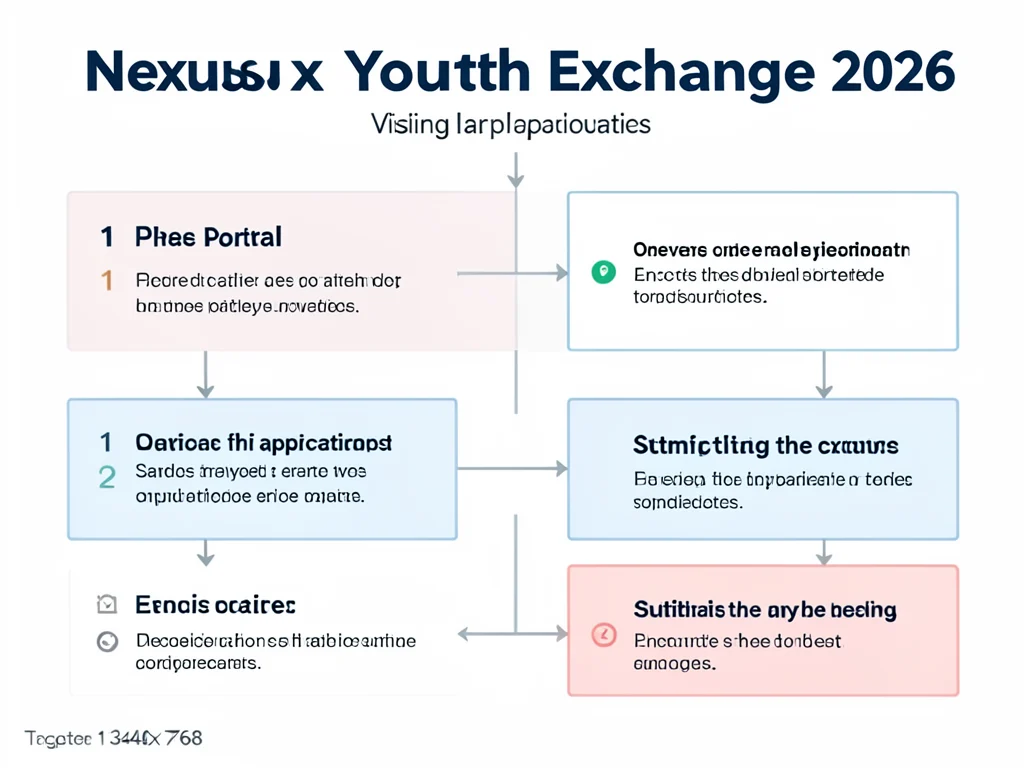 Visual guide to the online application process for the Nexus Youth Exchange.