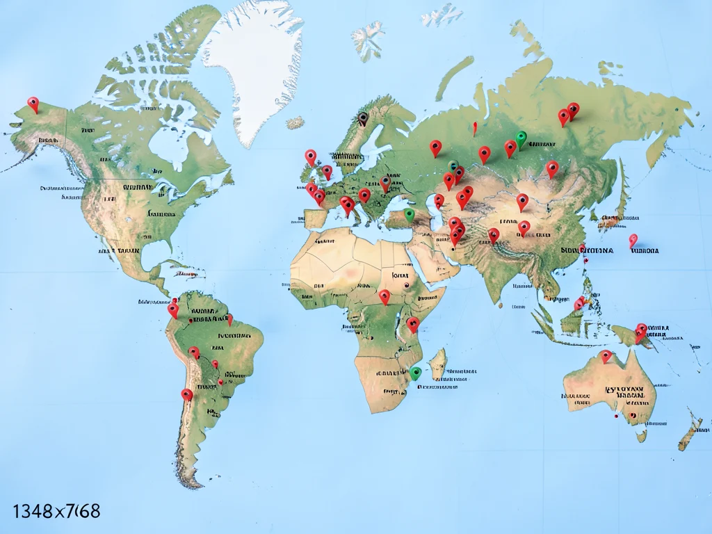 World map showing international reach of the internship program.