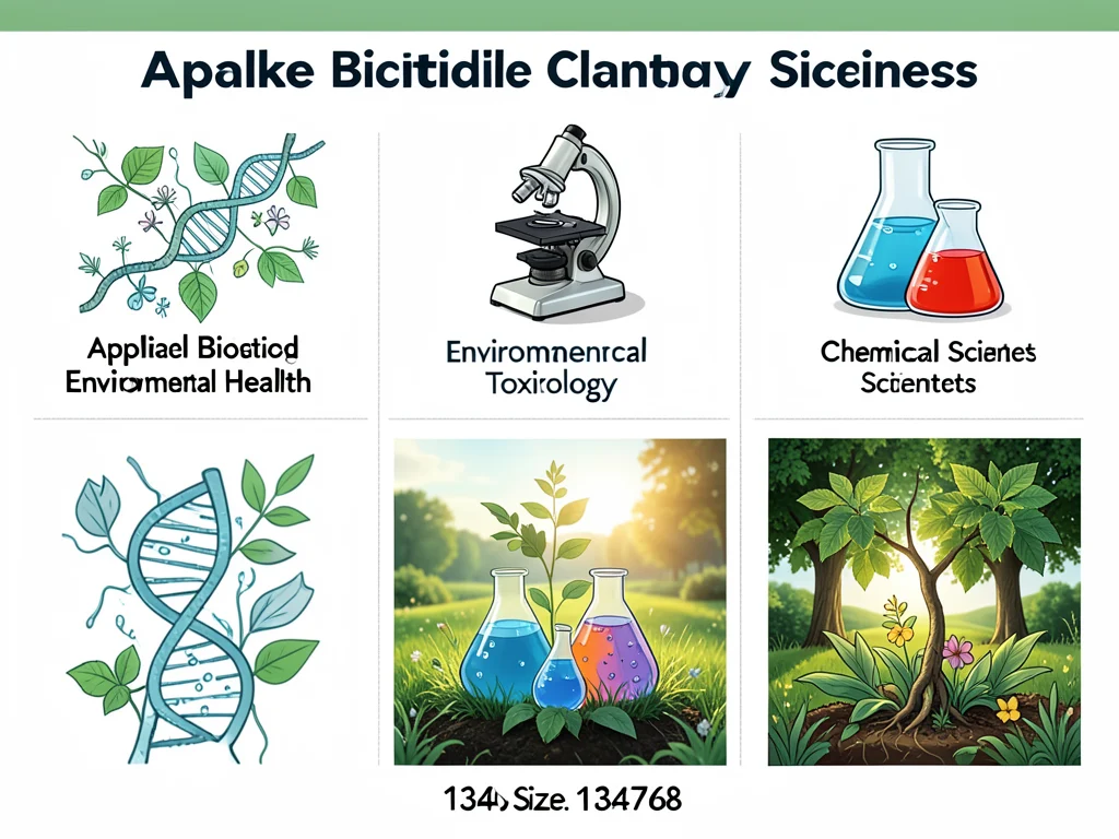Visual representation of the study fields offered at CGI: Environmental Health, Environmental Toxicology, and Chemical Sciences.