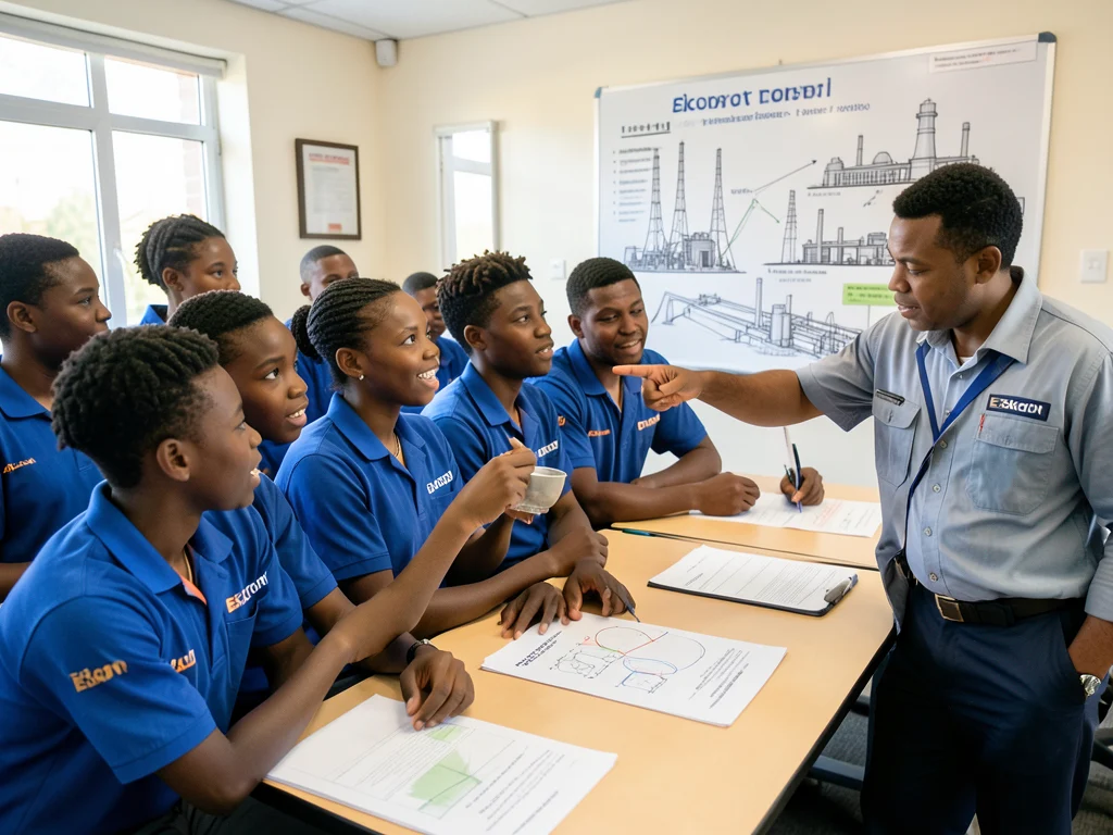 Young adults participating in Eskom's Learner Plant Operator program training.