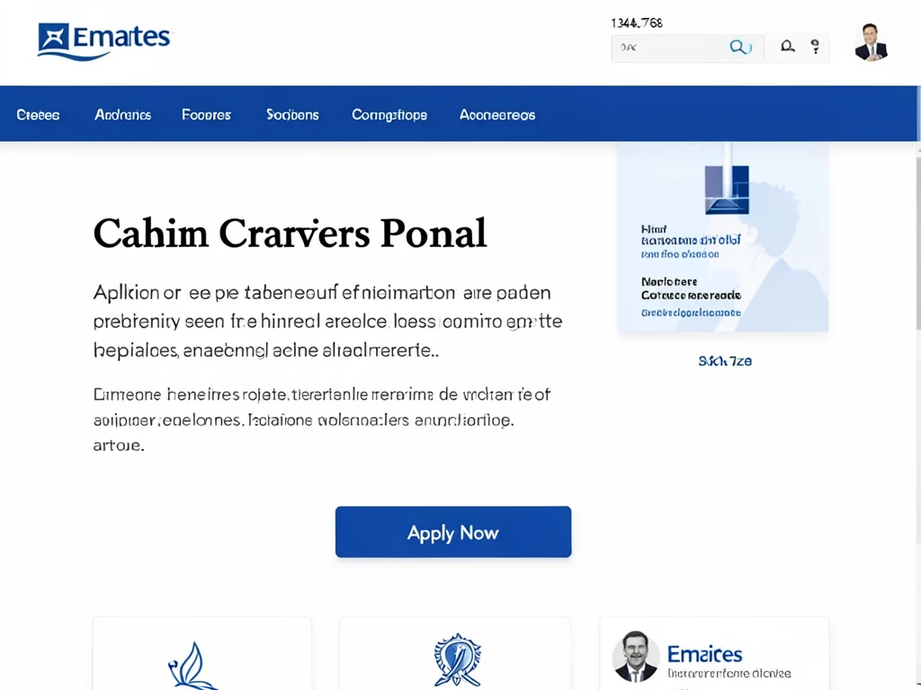 Screenshot of the Emirates careers portal for cabin crew applications.