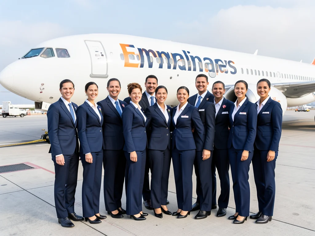 Emirates cabin crew members posing for a photo.