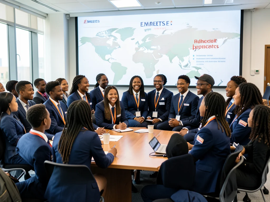 Young South Africans attending an Emirates cabin crew recruitment event.