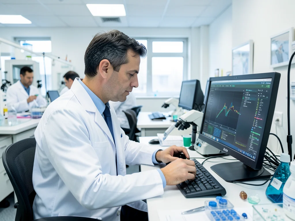 Researchers working in a state-of-the-art medical research laboratory.