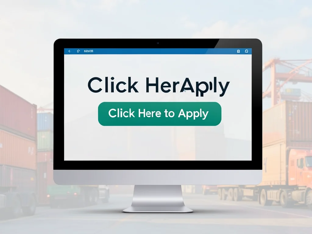 Screenshot simulation of the 'Click Here to Apply' button on the application portal.