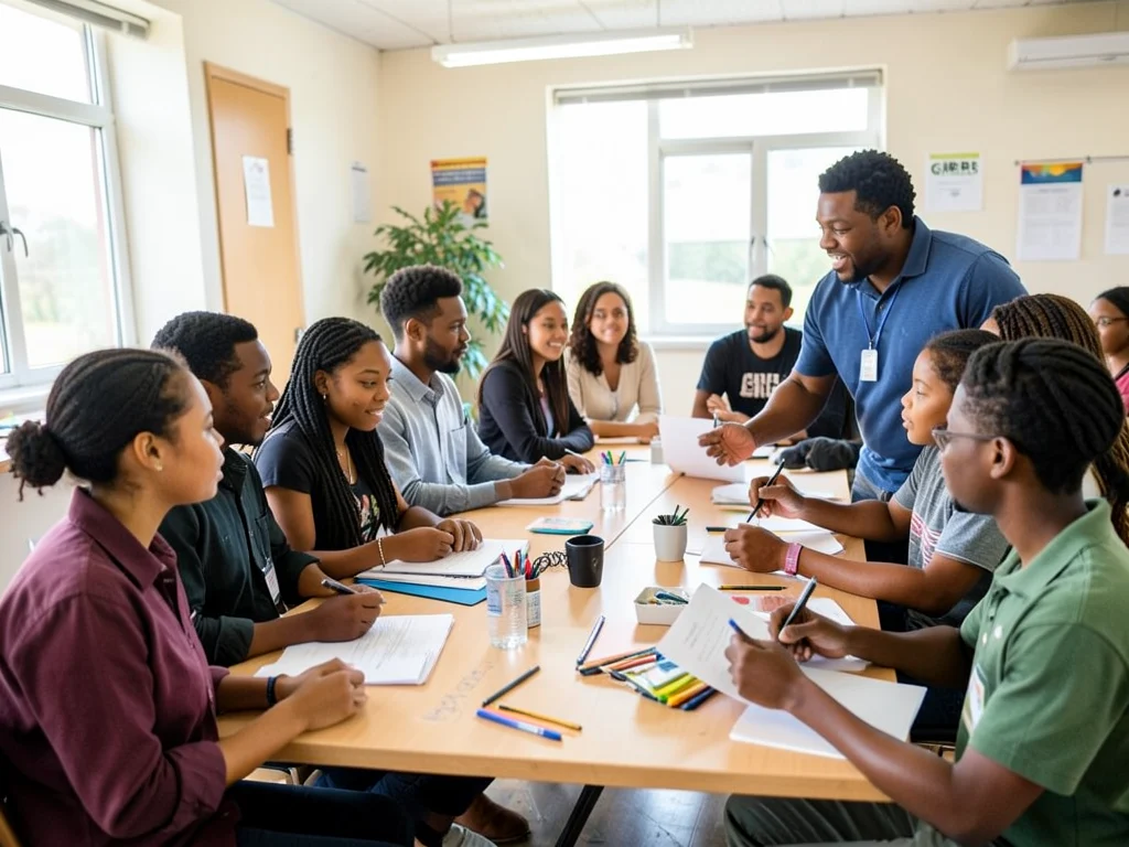 Young South African graduates in a skills development workshop.