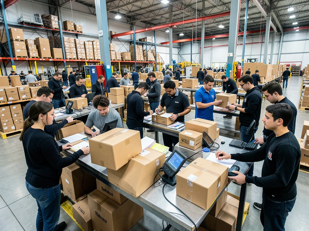 Interns working in a Takealot e-commerce fulfillment center.