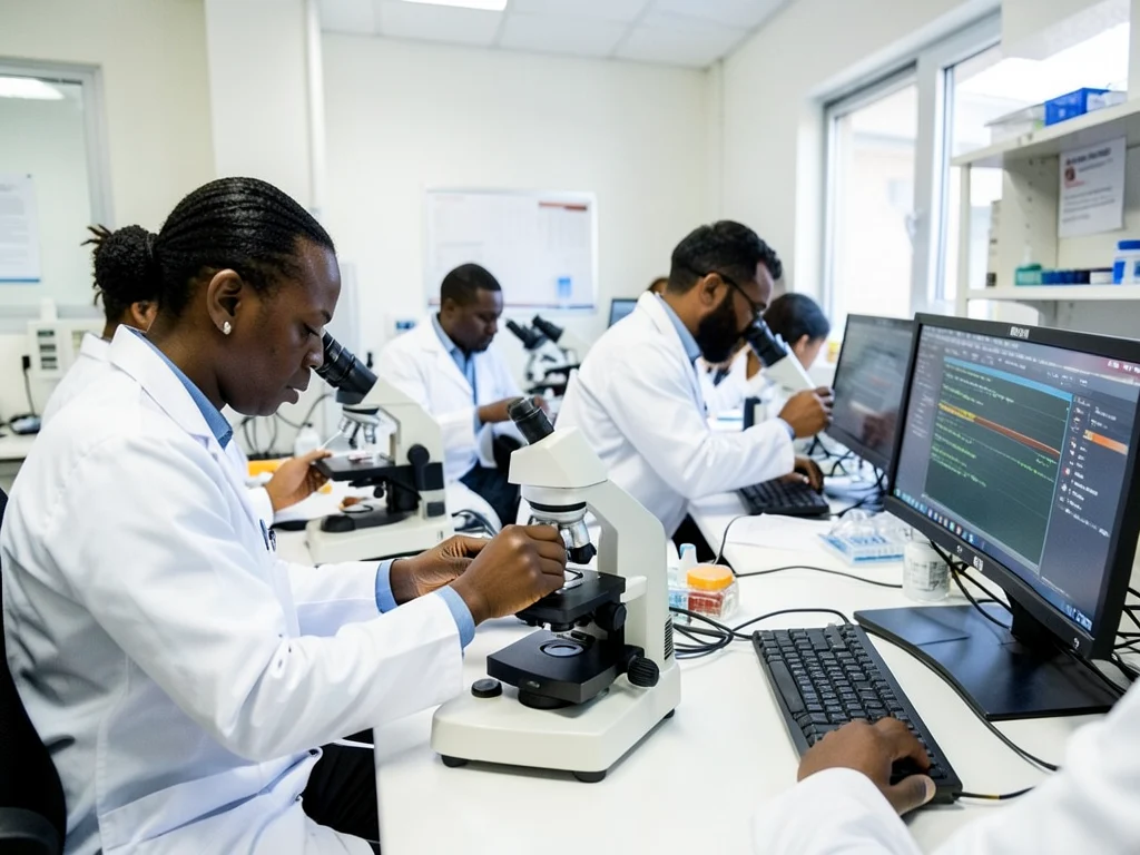 Researchers working in a laboratory at the South African Medical Research Council.
