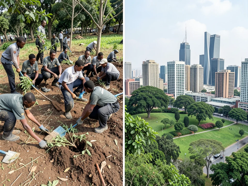 Environmental interns working in a green urban setting in Johannesburg.