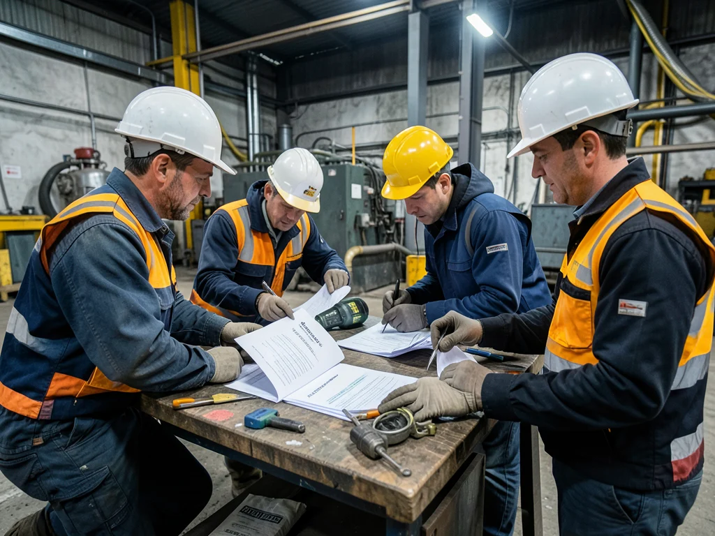 Interns working on risk assessment in an industrial environment.