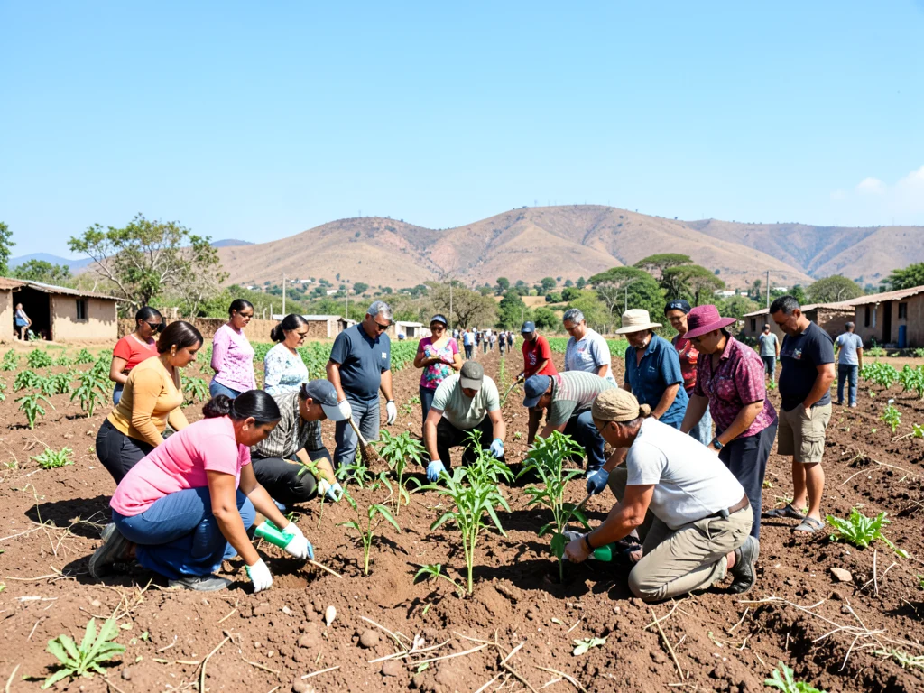 Community members engaged in climate-resilient agriculture in Latin America.