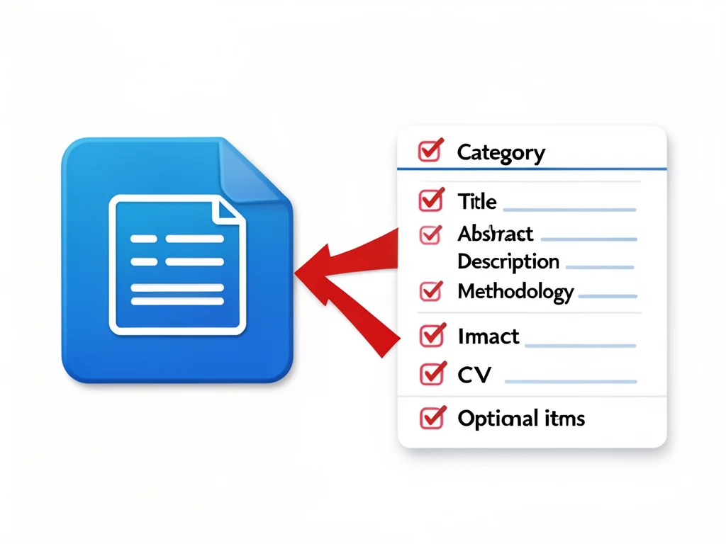 Flowchart illustrating the required components of the research award application.