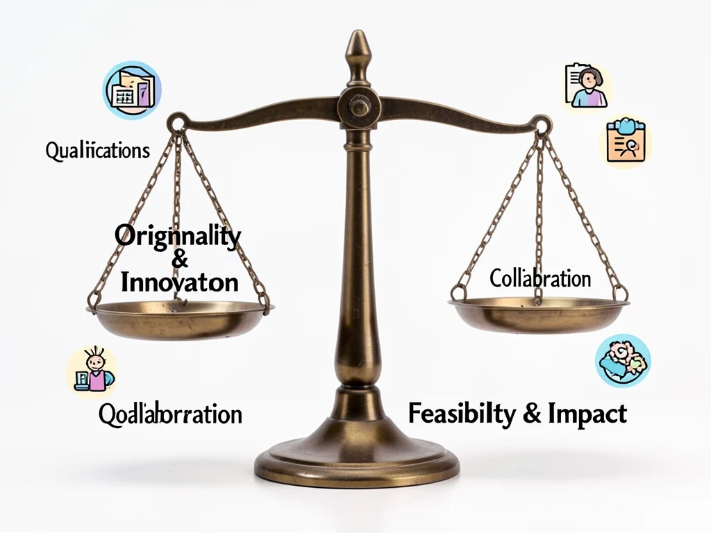 Visual representation of the key selection criteria for the research awards.