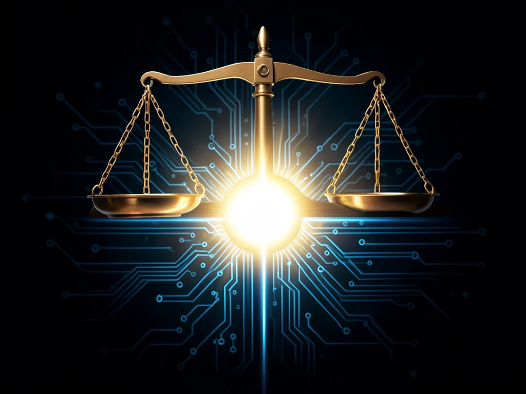 Symbolic representation of the intersection of law and artificial intelligence.