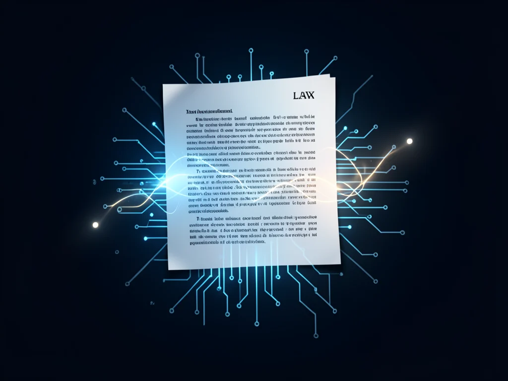 Abstract concept art of law and AI merging, symbolizing innovation.