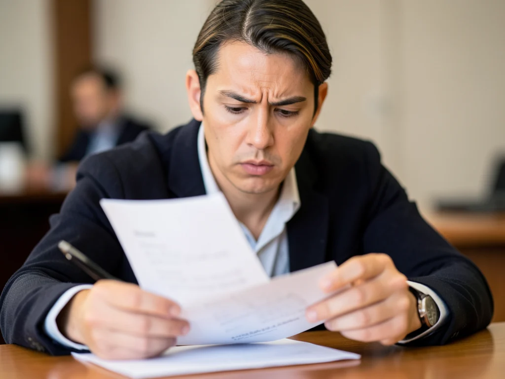 A person carefully reviewing an important document.