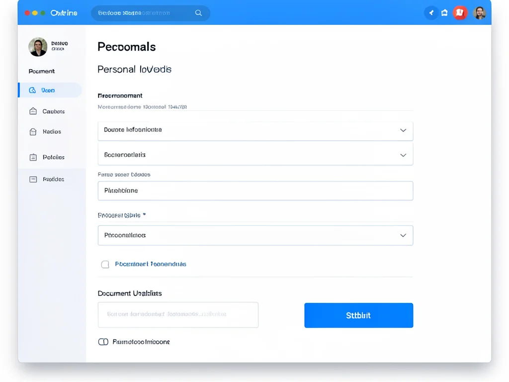 Screenshot of an online application portal.