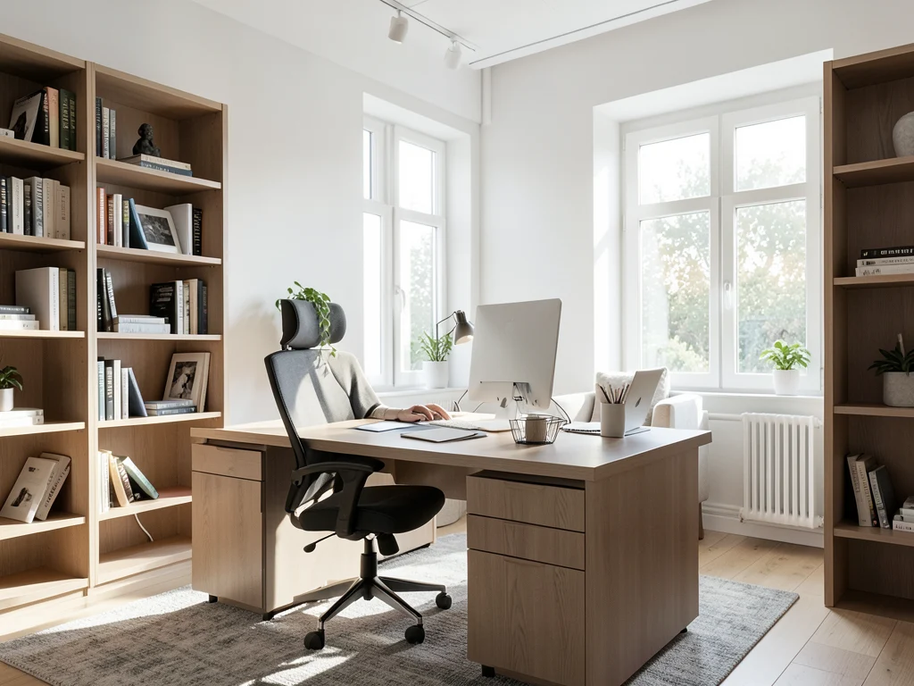 A quiet academic office setup conducive to focused dissertation writing.