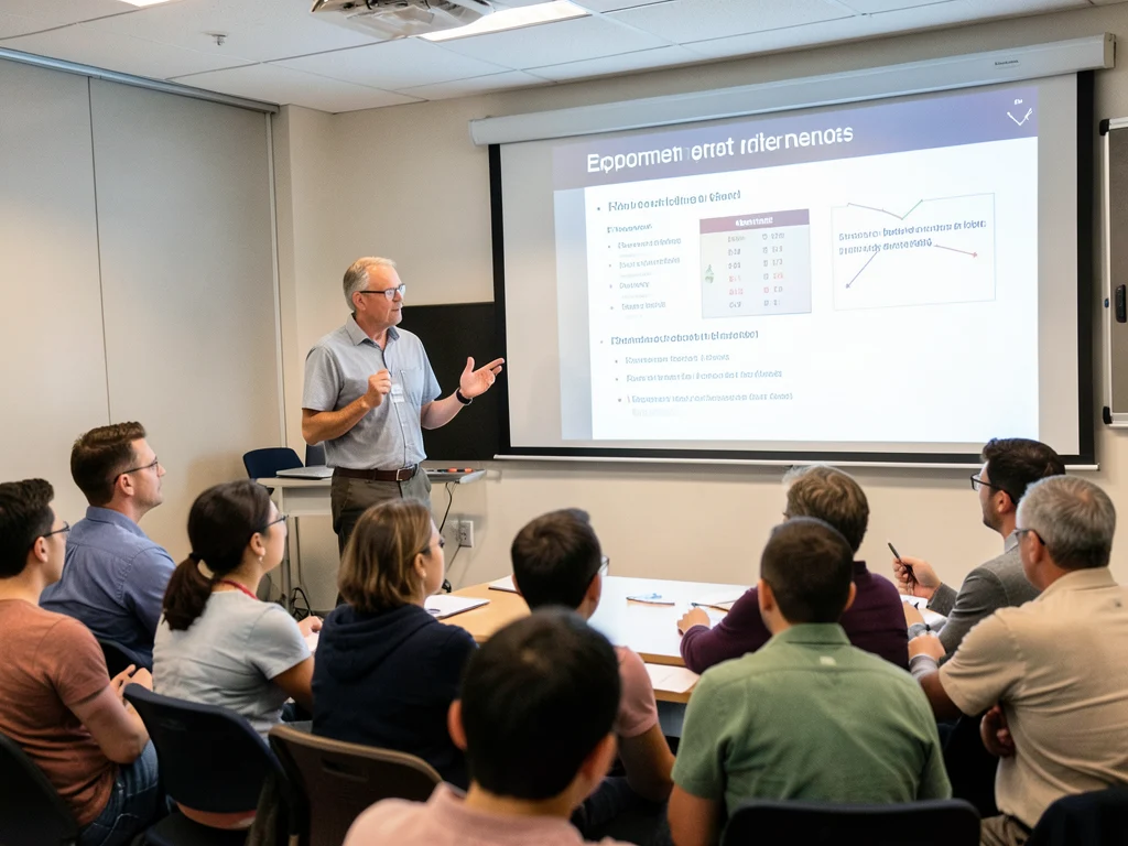 A scholar presenting research at a seminar, showcasing active participation in academic discourse.