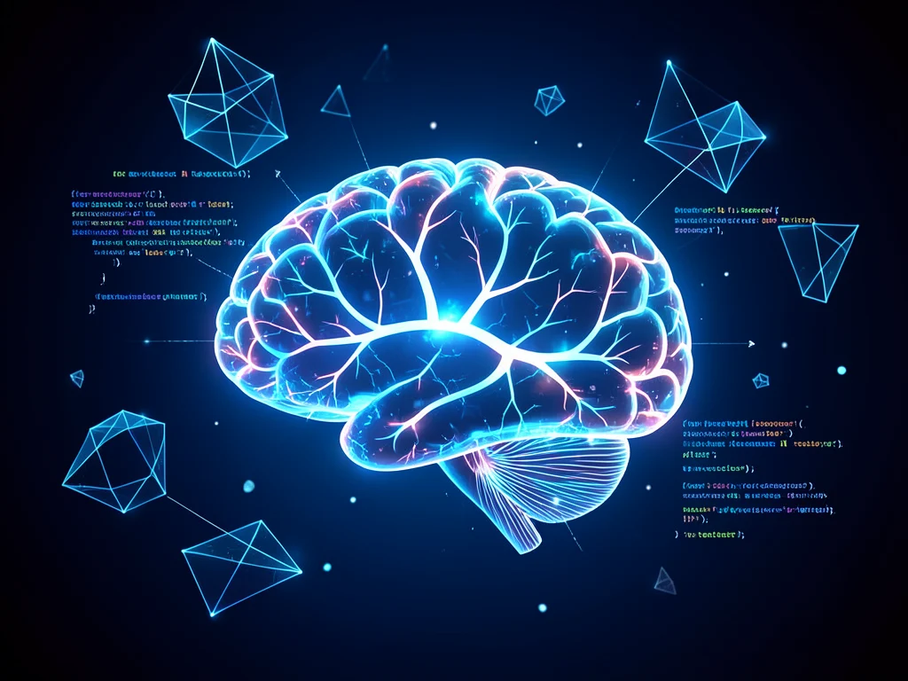 Abstract digital brain and code, symbolizing AI research fellowship application.