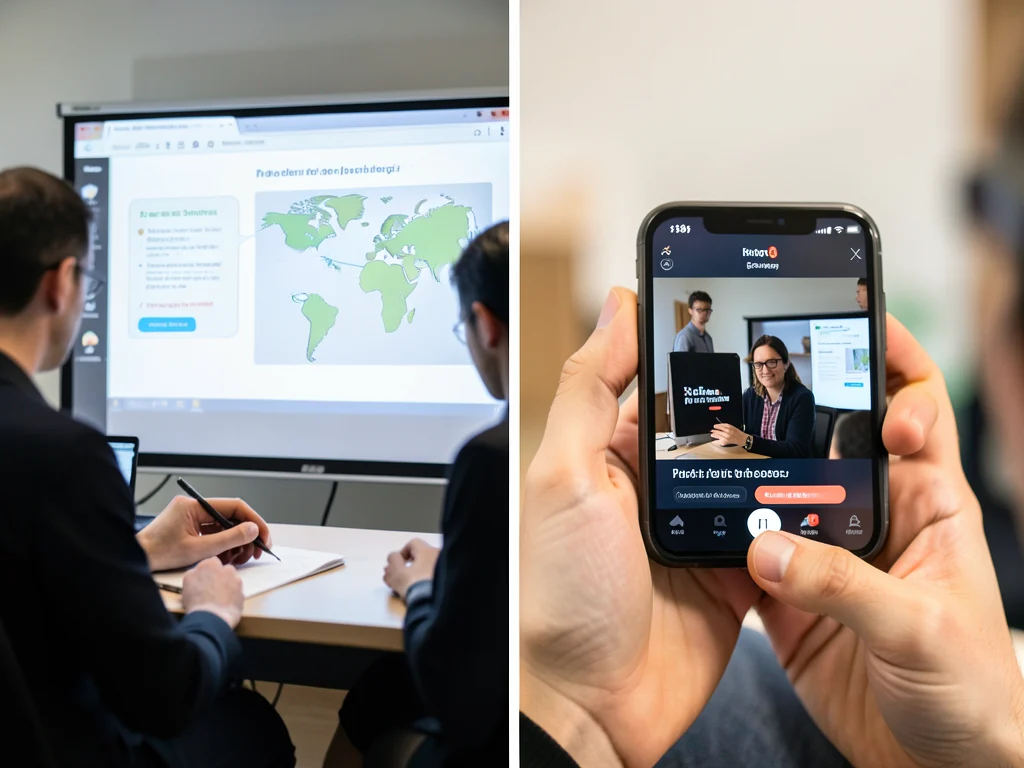Visuals of creating a pitch deck and recording a video pitch.