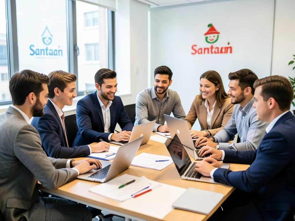 Santam graduate interns collaborating in a modern office environment.