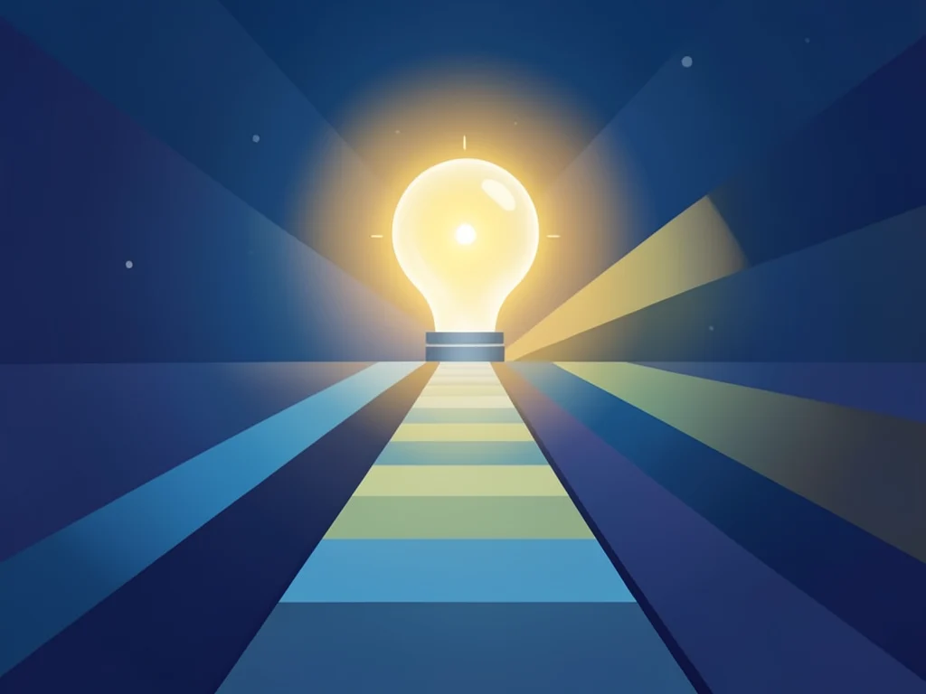Abstract pathway to civic renewal beacon, symbolizing opportunity and future.